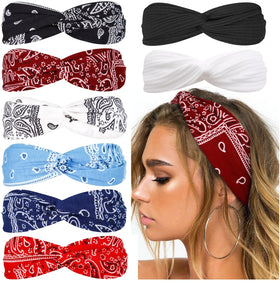 Huachi front view of paisley headbands showing colorful set and styling options