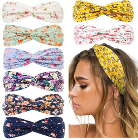 Huachi front view pack showing eight floral headbands and styling options
