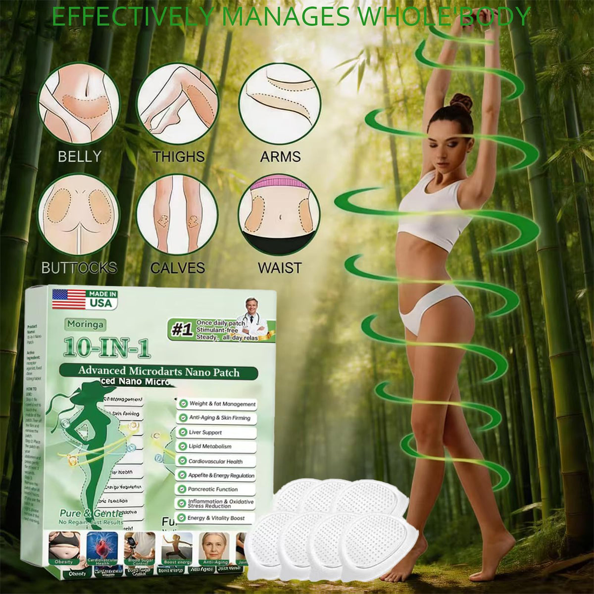 HUAWOHOM patch applied on skin demonstrating discrete, everyday use