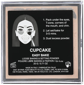 Huda Easy Bake Cupcake applying under-eye to brighten and set concealer
