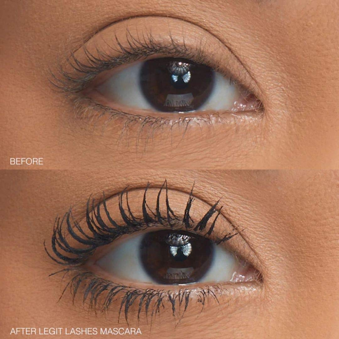 HUDA BEAUTY Legit Lashes applied on model lashes demonstrating length and volume benefits