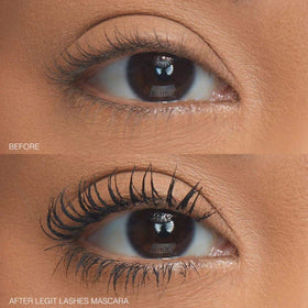 HUDA BEAUTY Legit Lashes applied on model lashes demonstrating length and volume benefits