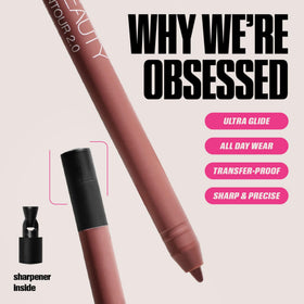 Huda lip duo in a makeup bag lifestyle shot demonstrating easy everyday touch-ups