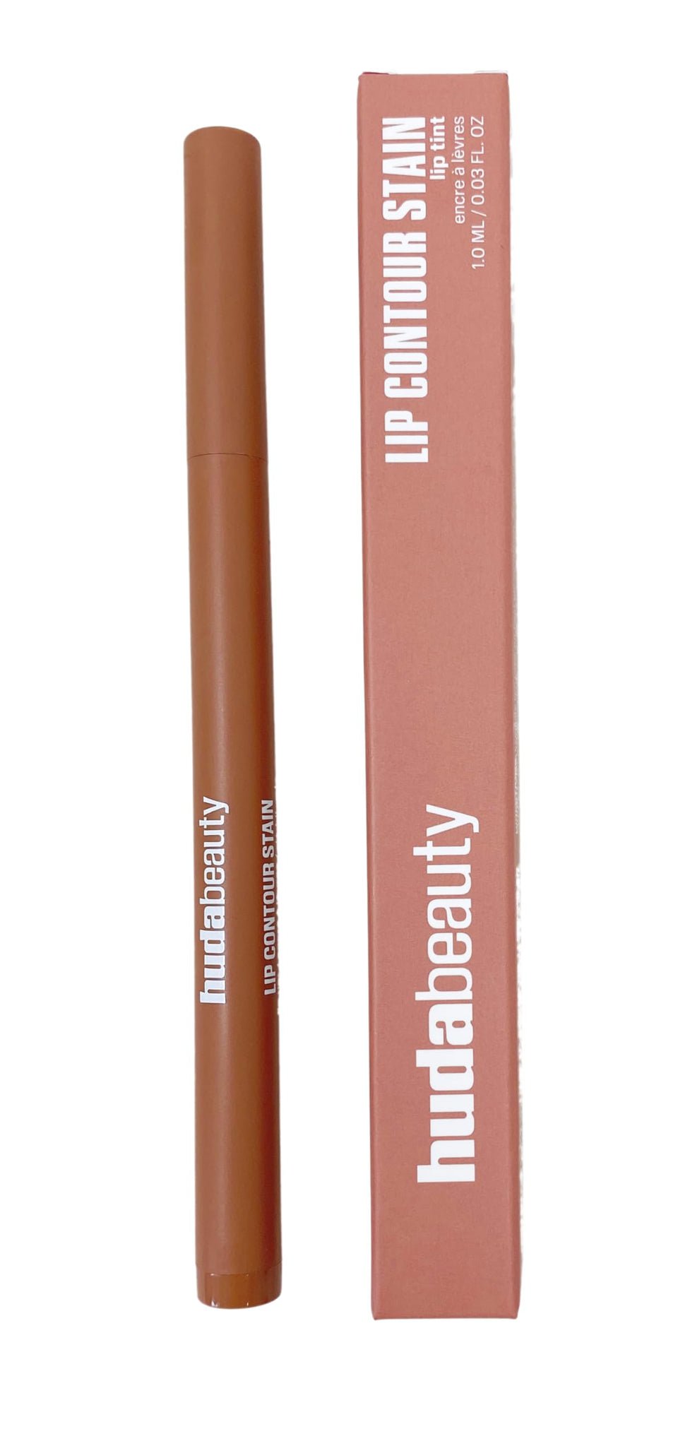 Huda front packaging showing Soft Nude shade and compact size for convenience