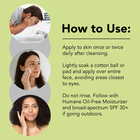 humane clarifying toner in hand scale showing 4 oz bottle for travel-friendly use
