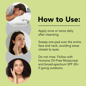 humane pad in hand applying to cheek, fast no-rinse routine