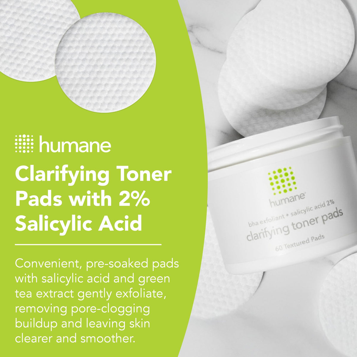 humane close-up of textured pad surface, effective pore exfoliation