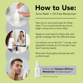 humane wash being applied in shower demonstrating body acne treatment use