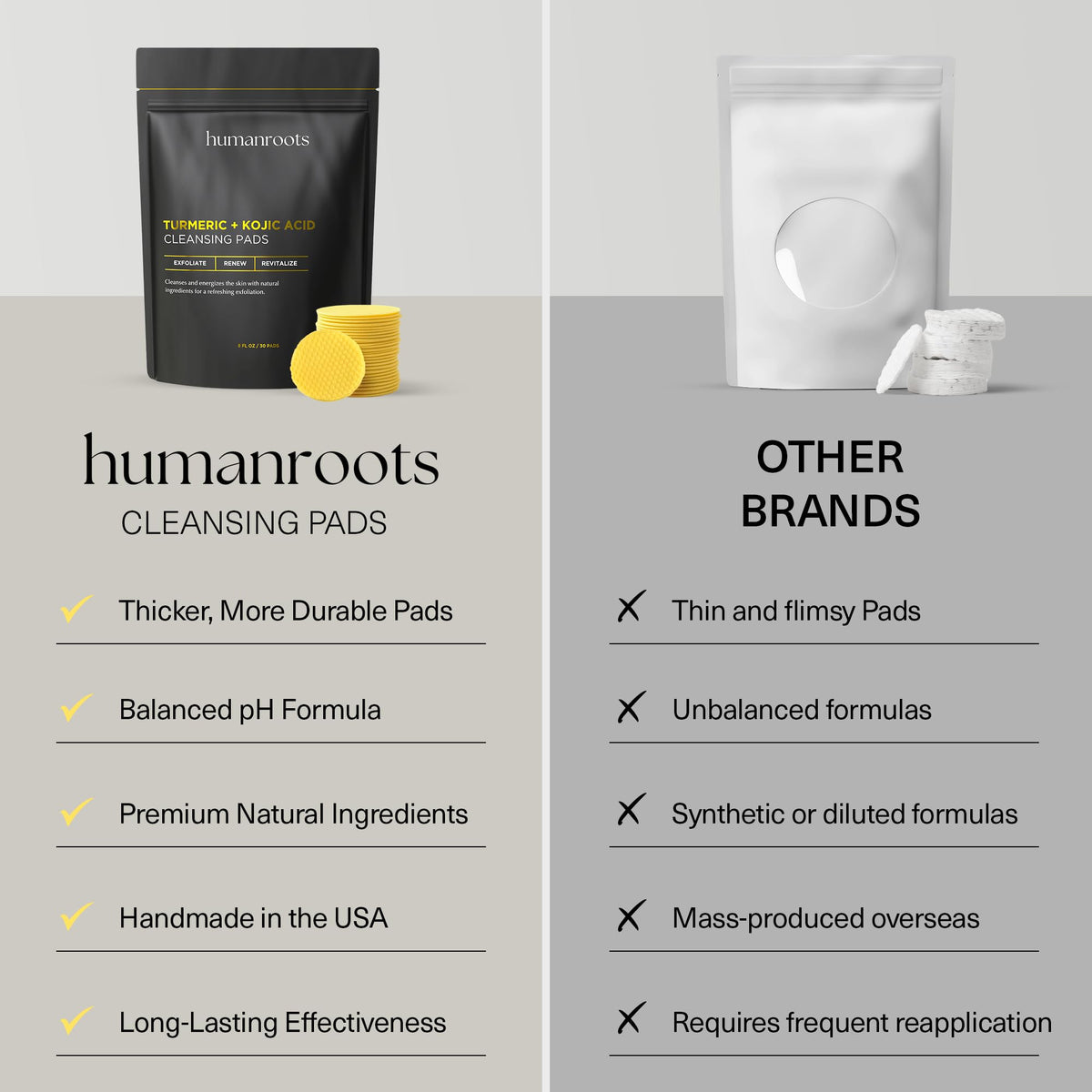 humanroots ingredients display: turmeric, lemon peel, green tea for nourishment