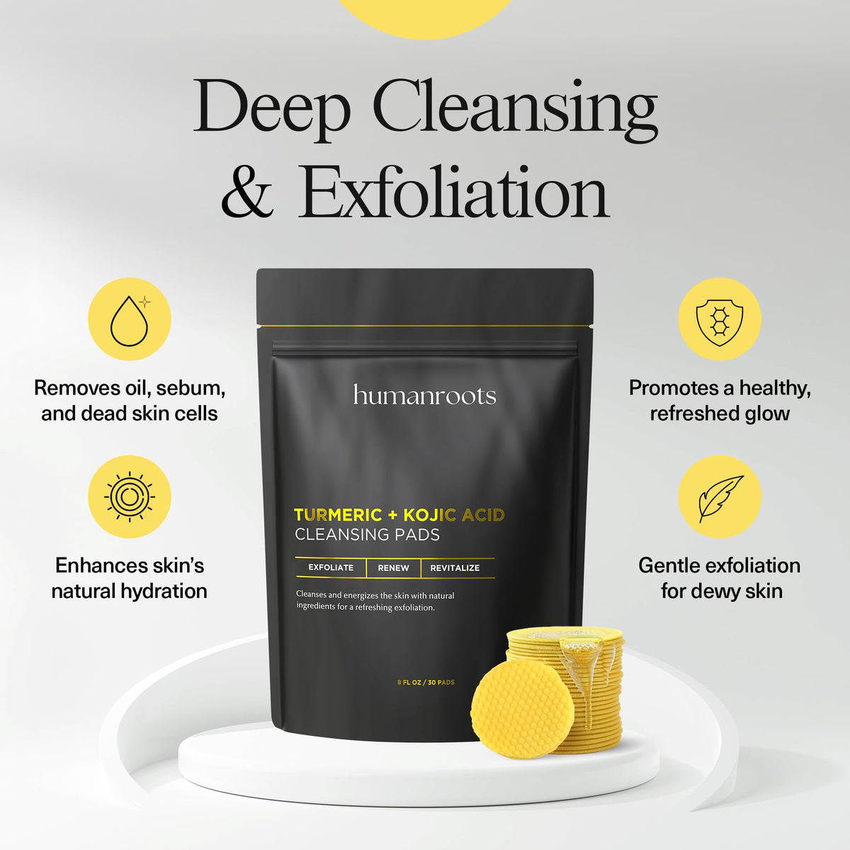 humanroots close-up of dual-textured pad surface for effective exfoliation