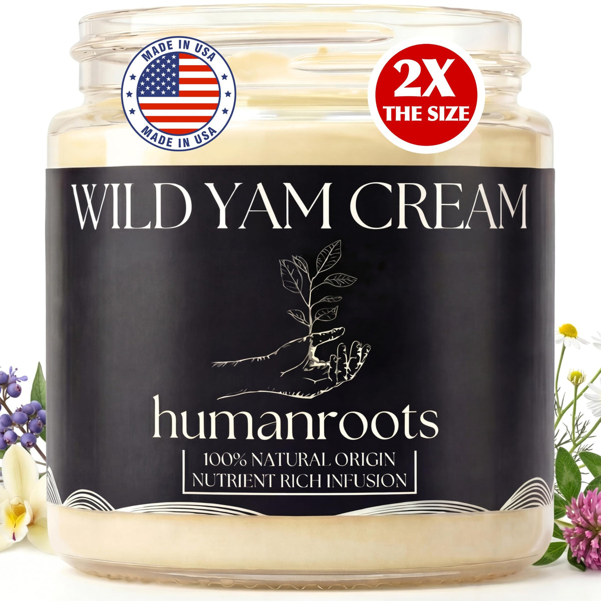 humanroots jar front view showing product and scent for trust