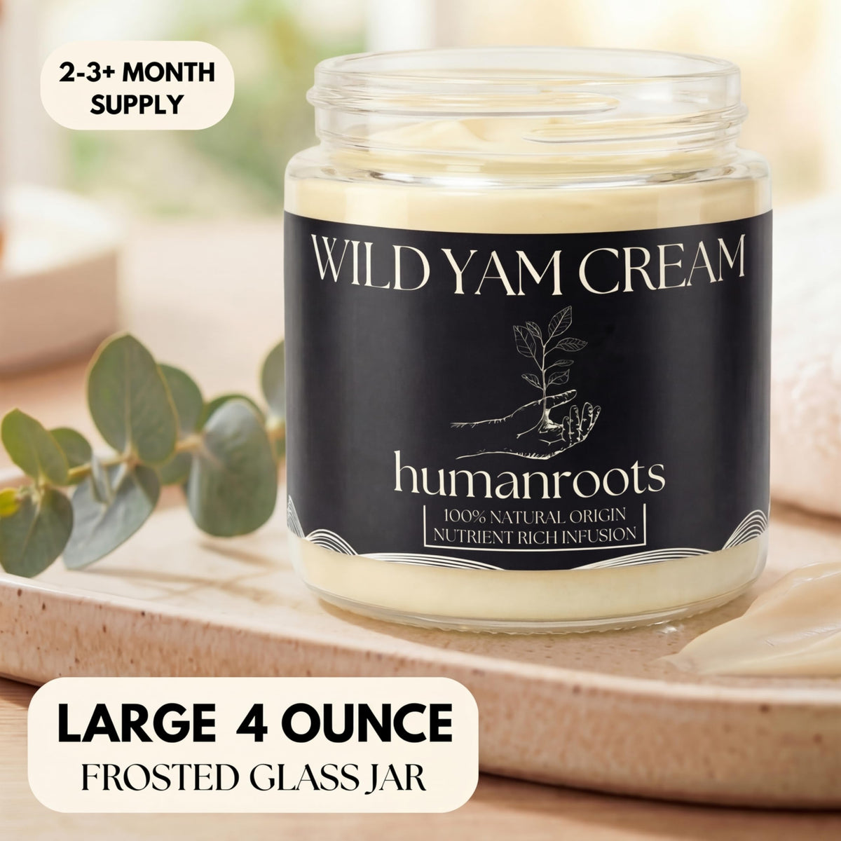 humanroots cream texture close-up showing lightweight absorbency benefit