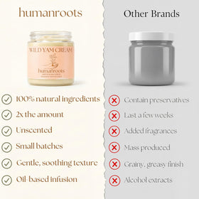 humanroots label closeup showing ingredient list and handcrafted small-batch benefit