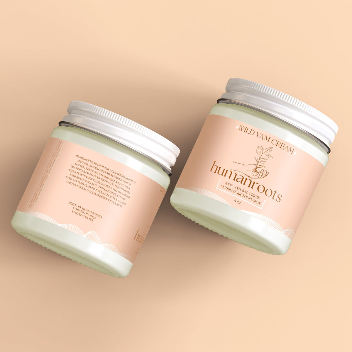 humanroots cream on vanity with towel showing daily self-care and calming ritual benefit