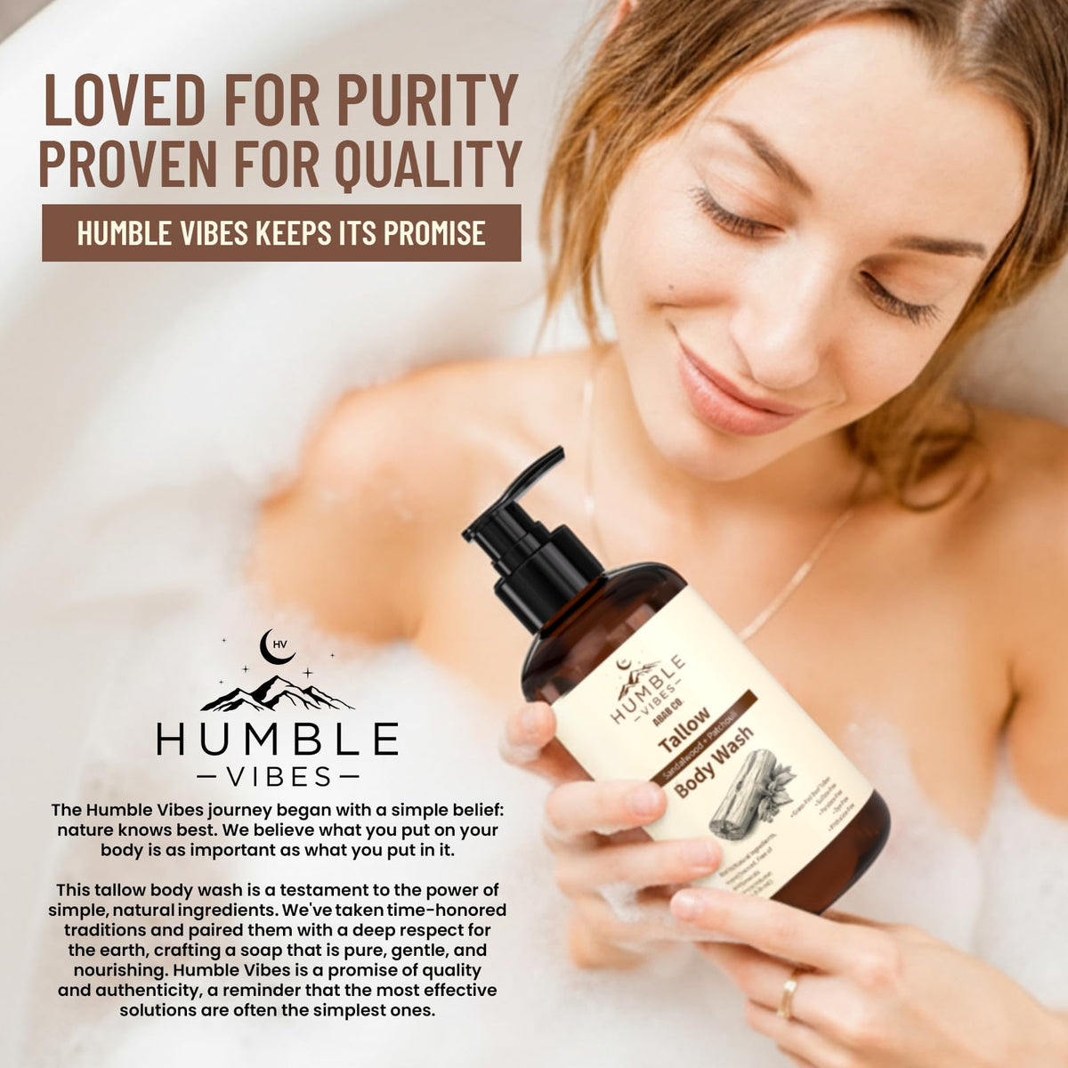 HUMBLE VIBES pour shot onto hand showing product usage and controlled application benefit