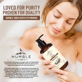 HUMBLE VIBES pour shot onto hand showing product usage and controlled application benefit