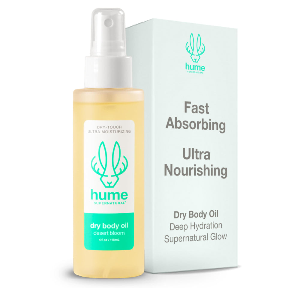 HUME SUPERNATURAL front packaging showing bottle and benefit of lightweight moisture