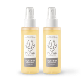 HUME SUPERNATURAL front packaging showing two oil spray bottles for convenience