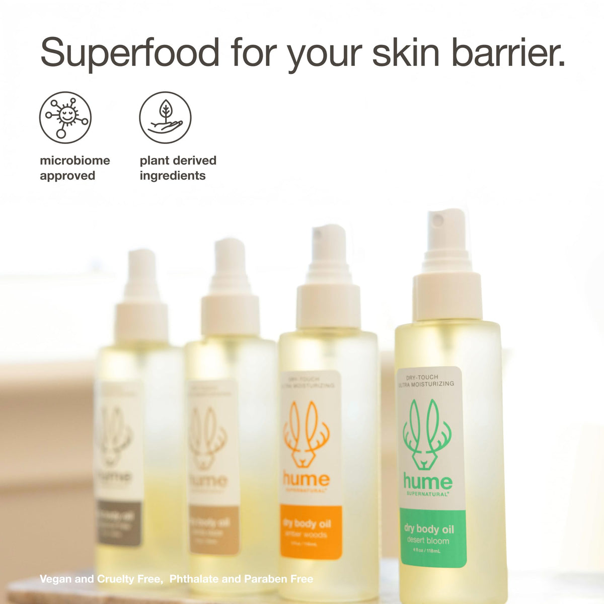 HUME SUPERNATURAL ingredient label closeup showing plant-based transparency