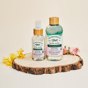Humphreys bottle beside recycled packaging demonstrating eco-friendly benefit