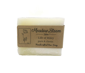 Hunter Cattle Co. soap on bathroom shelf in natural decor showing farm-made appeal