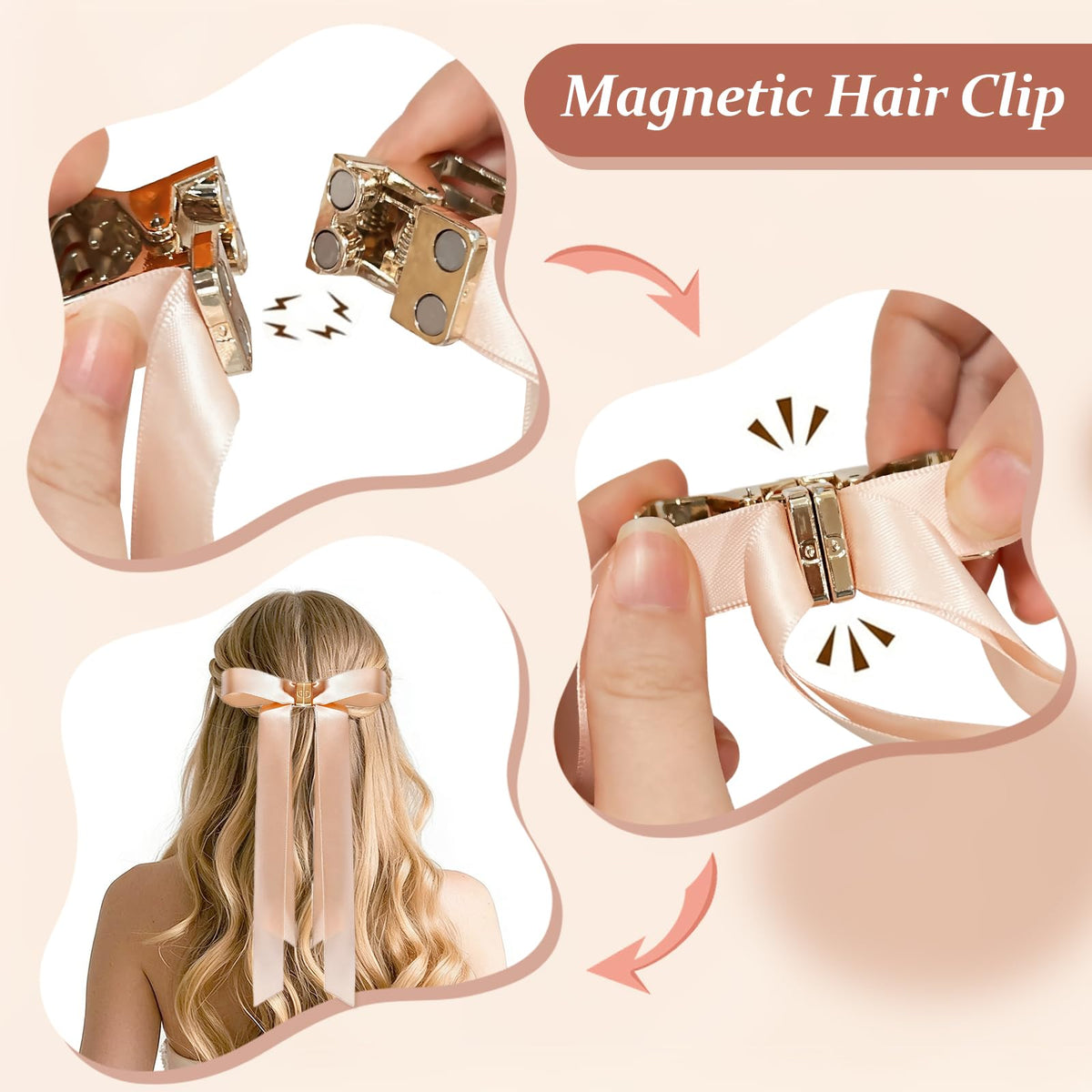hurifeng bow clip close texture highlighting smooth no-crease surface