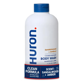 Huron front bottle showing label and scent, communicates clean confidence