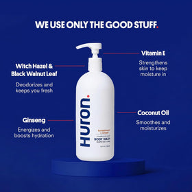 Huron rich lather on hand demonstrating moisturizing foam and gentle cleansing