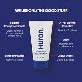 Huron creamy texture closeup showing smooth lather for gentle exfoliation