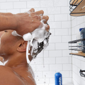 Huron shampoo lather demonstrating gentle foam and effective cleansing