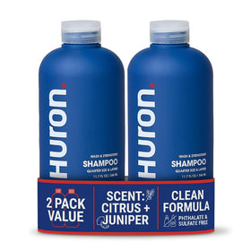 Huron front packaging showing citrus juniper scent and clean formula benefits