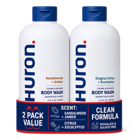 Huron front packaging Sea Salt Driftwood showing refreshing scent and clean formula benefit