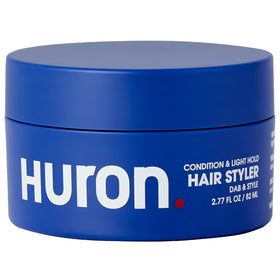Huron front packaging showing compact 2.7oz jar and branding benefit