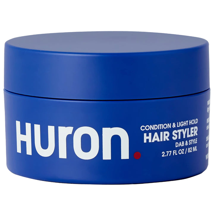 Huron front packaging showing compact 2.7oz jar and branding benefit