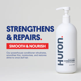 Huron pump dispensing conditioner emphasizing convenient use and control
