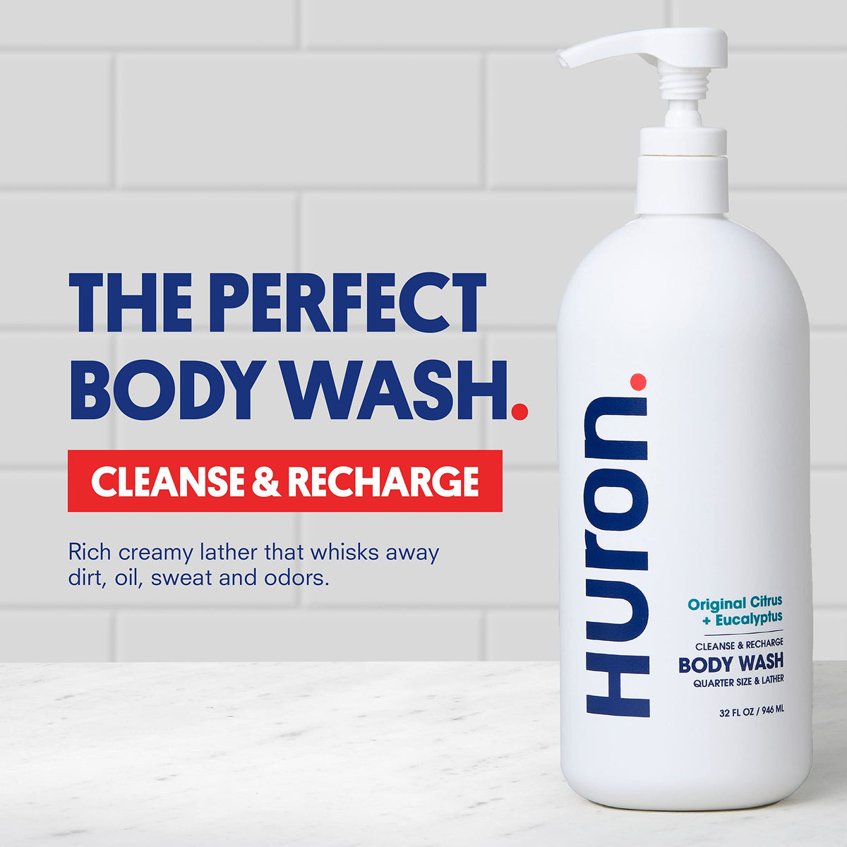 Huron pump dispensing foam demonstrating easy use and rich lather