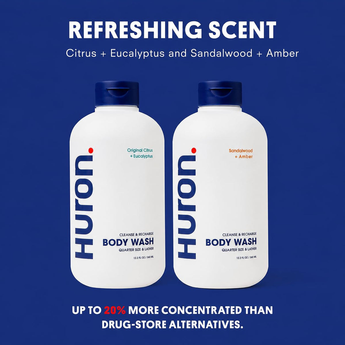 Huron size comparison in hand illustrating 11.3 fl oz portability and value