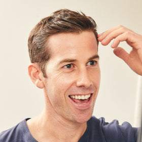 Huron styling in use on men's hair demonstrating natural texture benefit