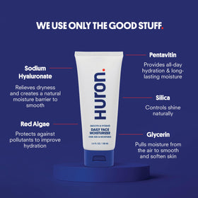 Huron cream texture swirl on hand demonstrating lightweight non-greasy hydration