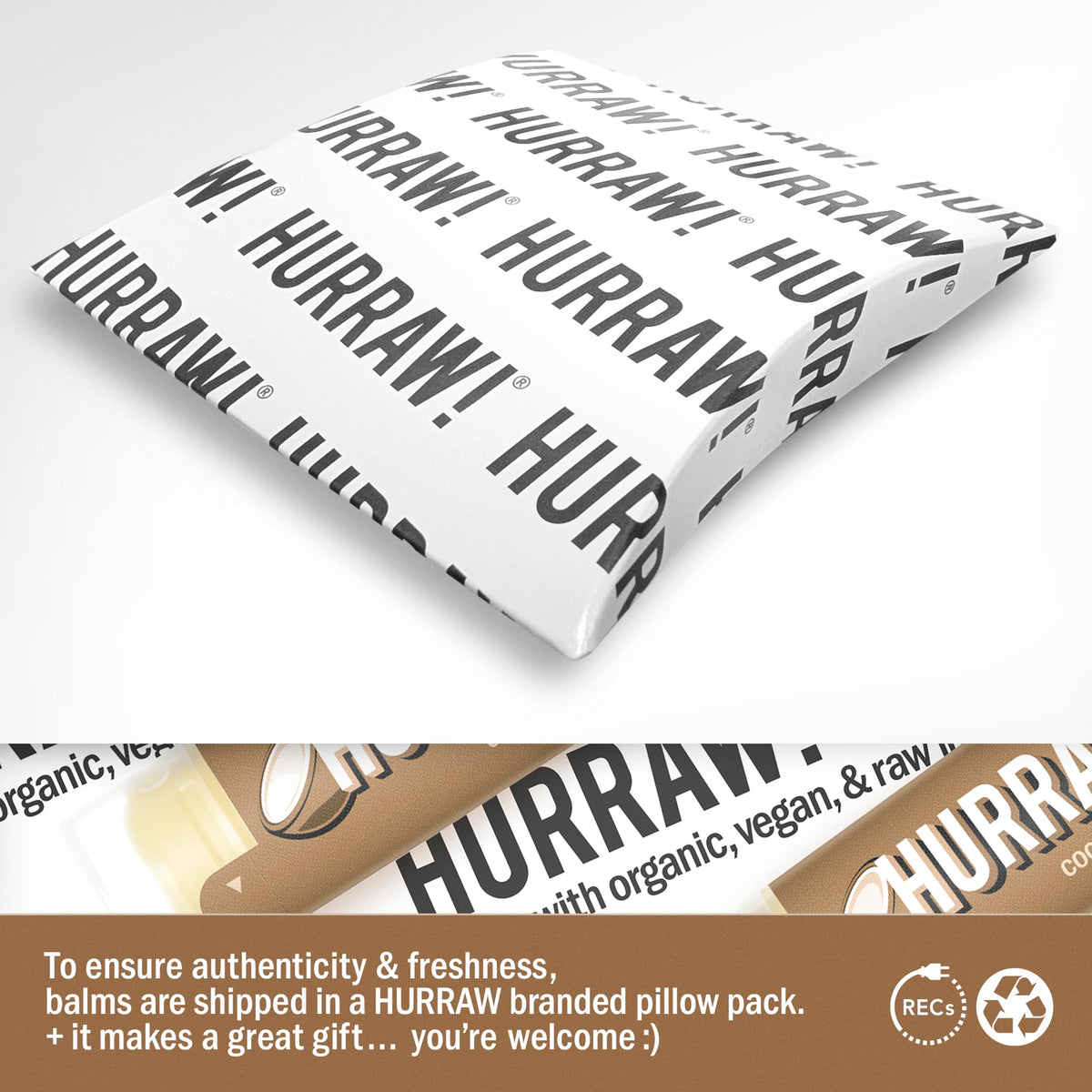 Hurraw! close-up label with ingredient list for transparent sourcing benefit