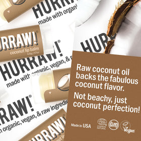Hurraw! coconut balm texture swirl demonstrating creamy, non-grainy formula
