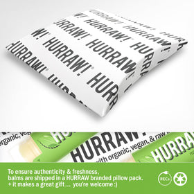 Hurraw! application on lips showing cooling mint feel for immediate comfort