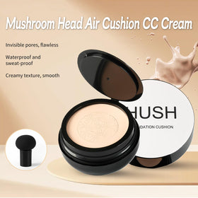 HUSH Beauty mushroom puff close-up demonstrating soft applicator for smooth finish