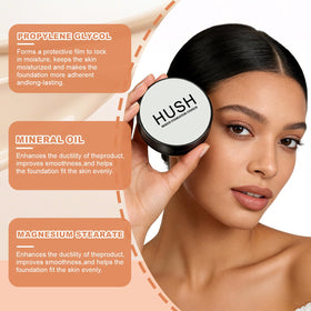 Hush Makeup Foundation in morning routine scene conveying quick application and fresh glow benefit