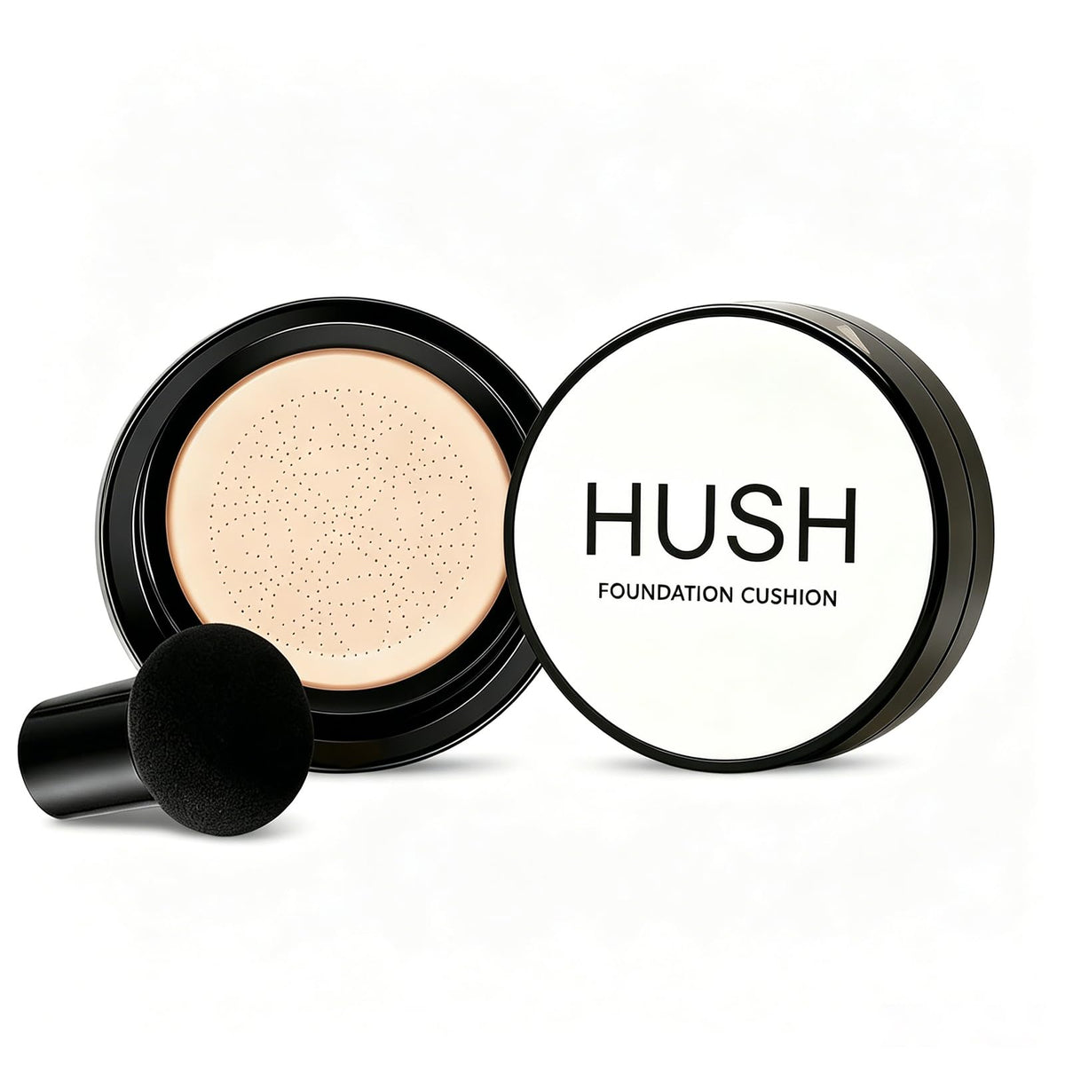 Hush Makeup front packaging showing compact and warm shade benefit