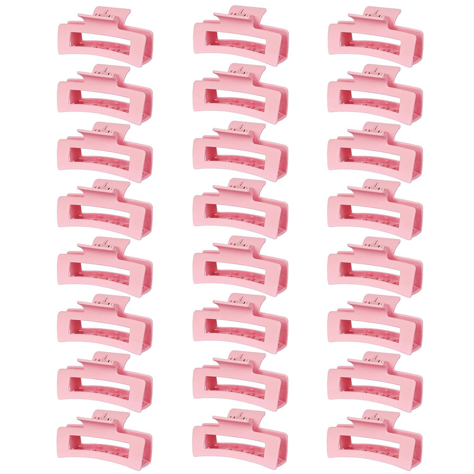 HXOGD front view of 24 pink clips showing set variety and convenience