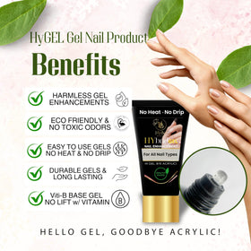 HYBA HyGEL brush application on nail demonstrating controlled placement benefit