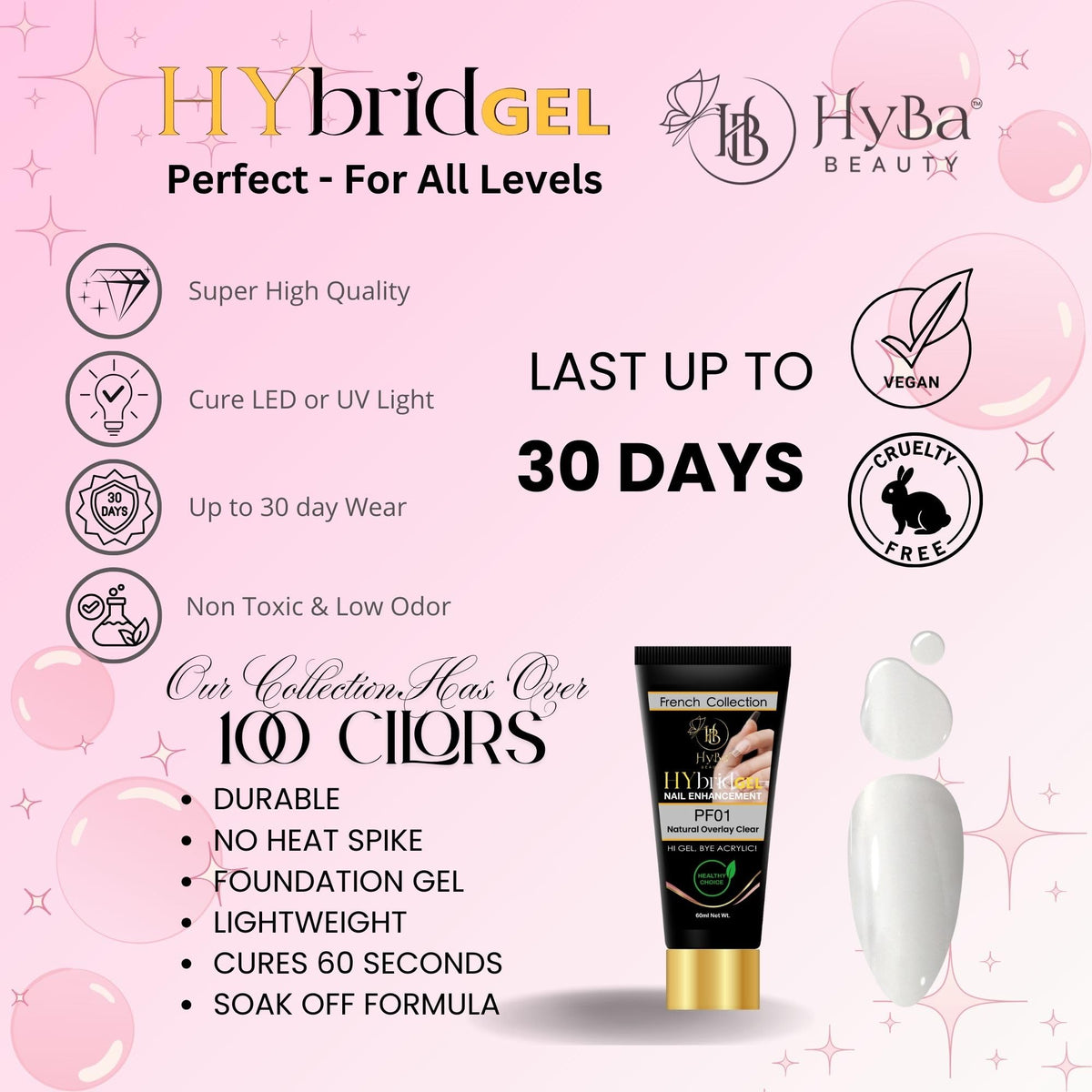 HYBA HyGEL clear gel texture close-up highlighting smooth, workable consistency