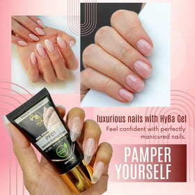 HYBA HyGEL 60ml beside common bottle for scale and salon economy benefit