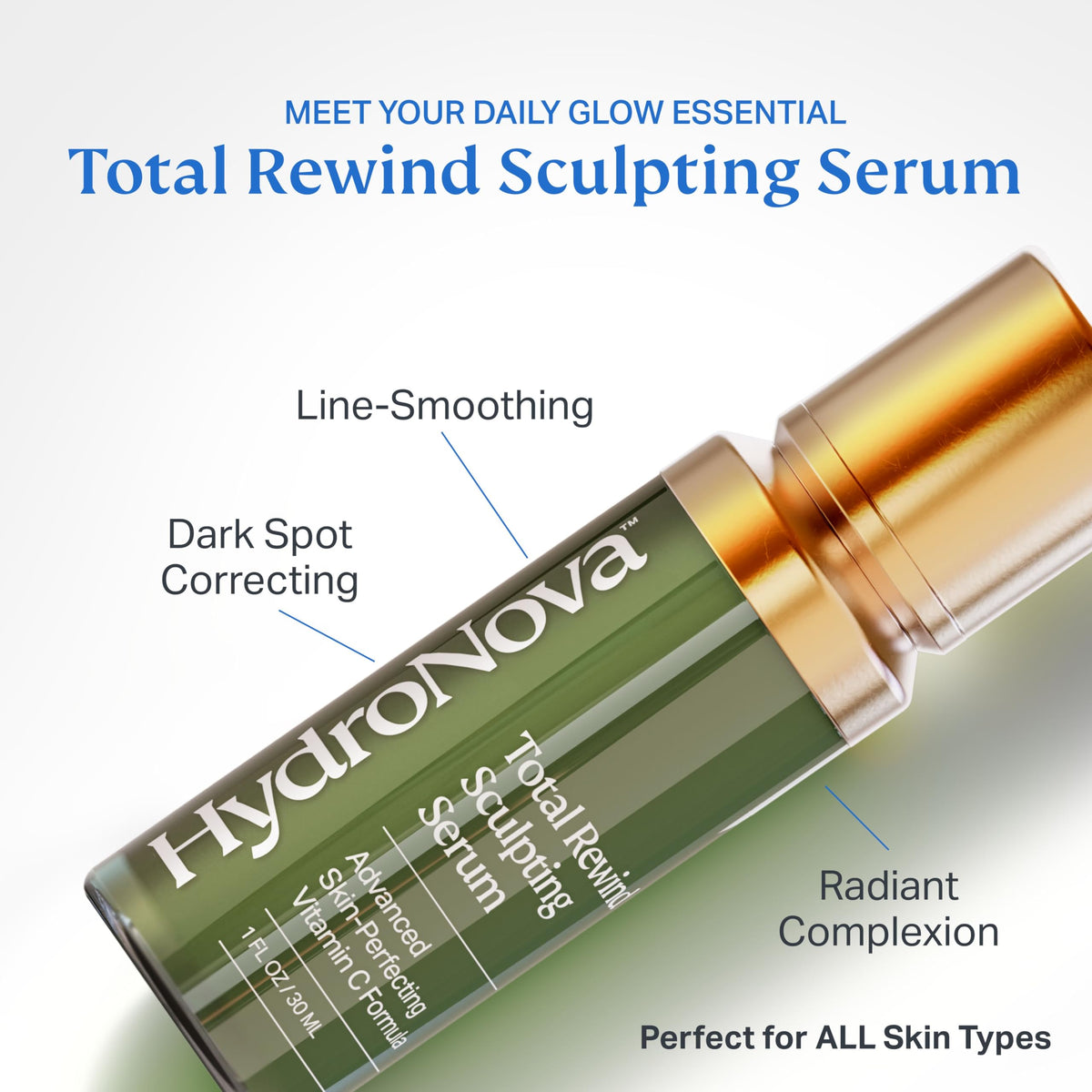 HYDRONOVA dropper dispensing serum showcasing precision and easy dosing